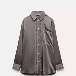 Embroidered Satin Effect women’s Shirt Zara ZW collection